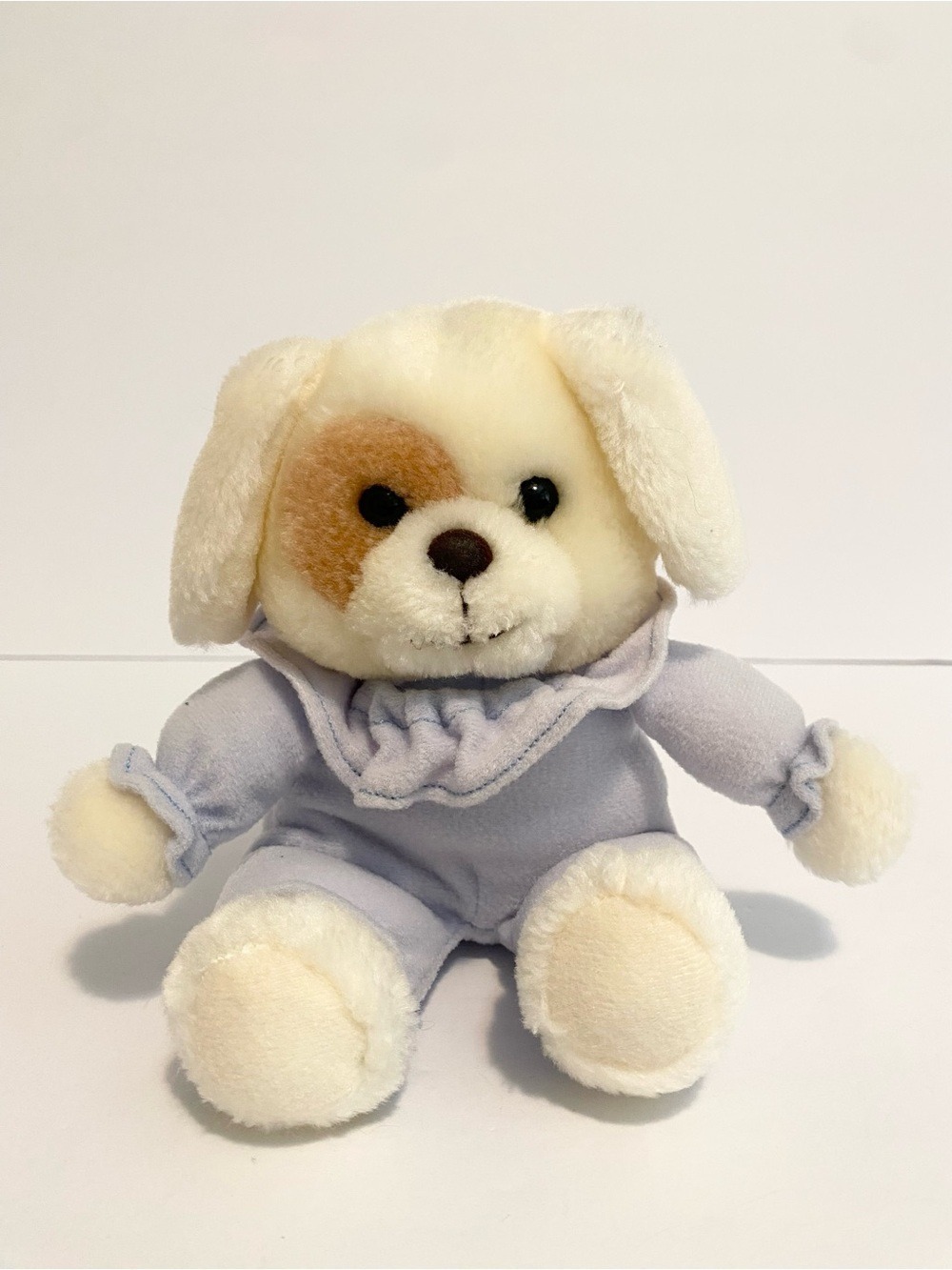 Vintage Puppy Dog Plush Baby Rattle Toy Blue PJs Small 7β Stuffed Animal Spot